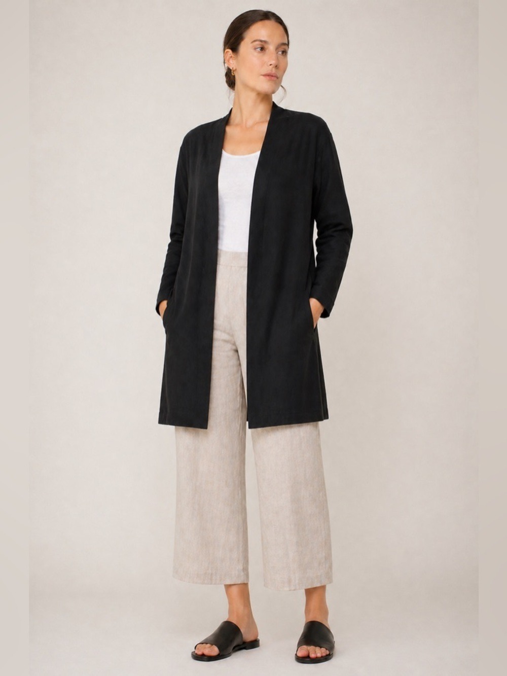 Theory Luxe Navy Open Front Cardigan